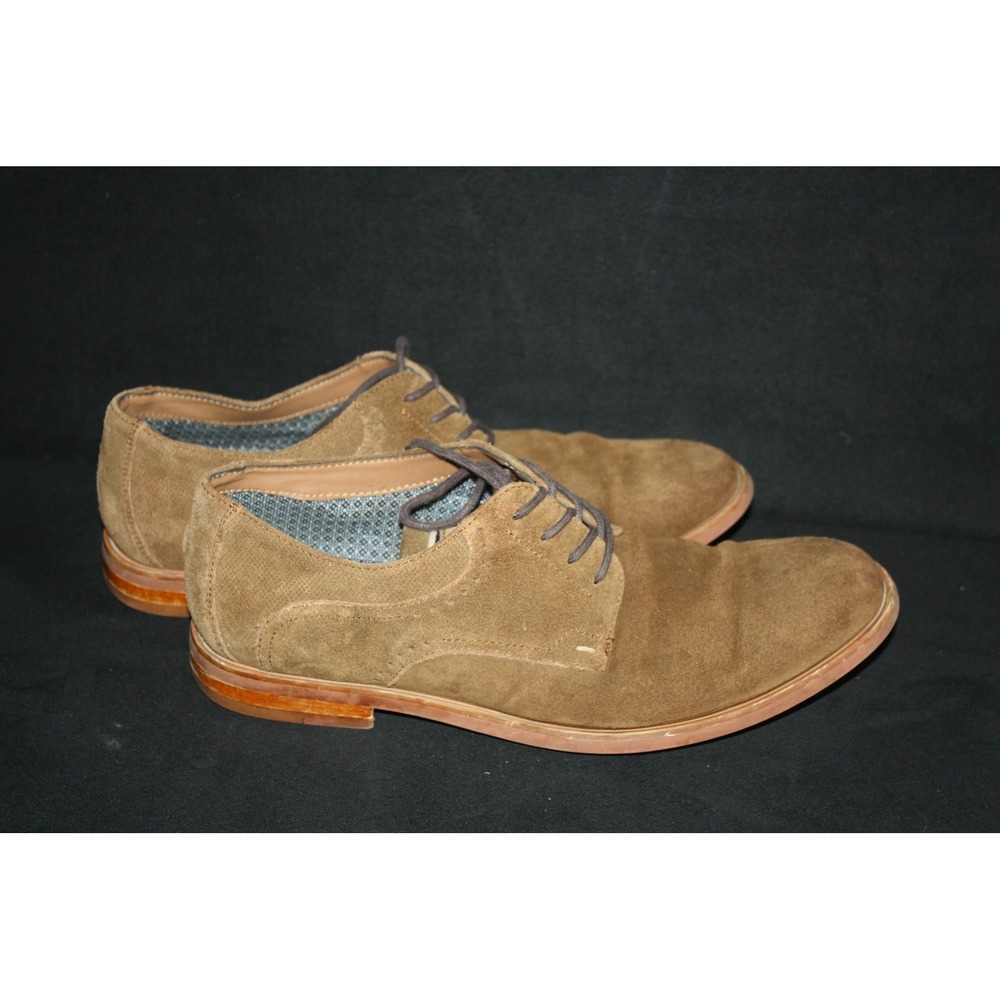 Aston‎ Grey Suede Oxford Shoes Mens 10 Tan Brown Lace Up Dress Casual